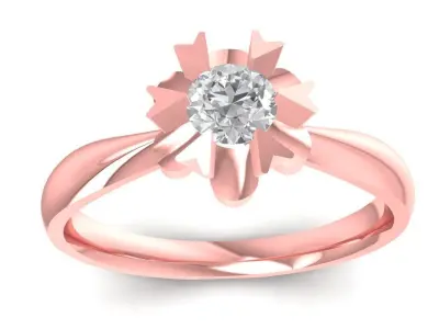 Twisted Floral Solitaire Diamond Ring for Women  3127 3D print model