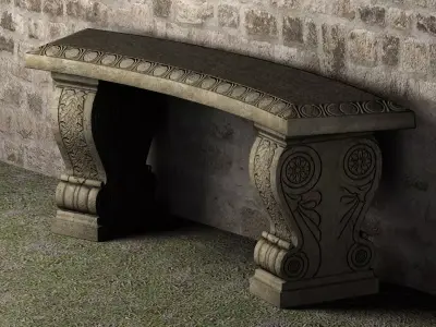 Stone Bench - Low Poly Low-poly 3D model