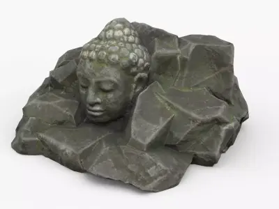 Rock Buddha 1009 - Grey Jagged Stone Low-poly 3D model