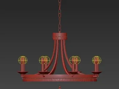 Wide Round 8 Light Chandelier 3D model