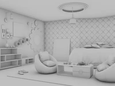Fully Furnished Luxury Room Interior Low-poly 3D model