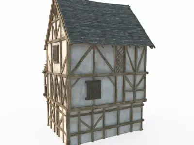 Medieval architectural folk houses 3D model