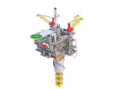 Offshore Oil Platform with Tanker Ship 