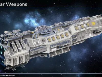 Spaceship Ludendorff Battleship Low-poly 3D model