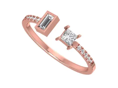 Open End Light Weight Baguette Princess stone Band Ring 3D print model