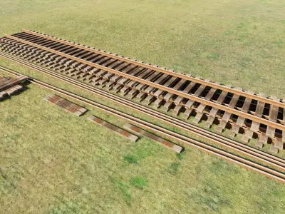 Old Railway Tracks Low-poly 3D model