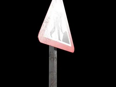 Men at work Roadsign Low-poly 3D model