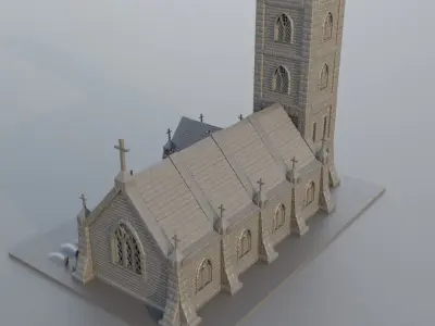 Small Church Tabletop Terrain 15 mm 3D print model