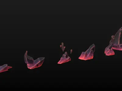 Modular Asset Pack of  Stylized Crystalized Dark Rocks Low-poly 3D model