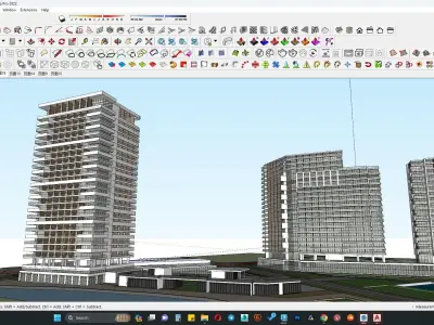 Modern office apartment building 3d model 3D model