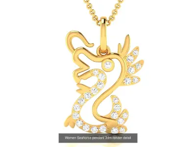 5 Seahorse Charm Pendant Necklace 3D Model Pack