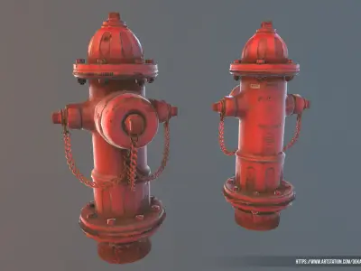 Fire Hydrant Low-poly 3D model 23