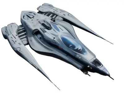 Futuristic SciFi Spaceship 2K PBR Low-poly 3D model