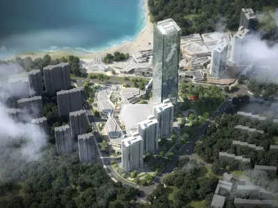 Modern Glass Landmark Tower Urban Exterior 3D model