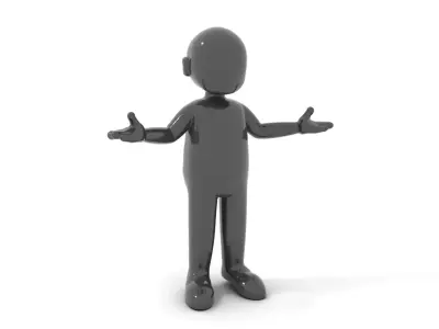 Black Silhouette D Character Rigged and Animated Low-poly 3D model