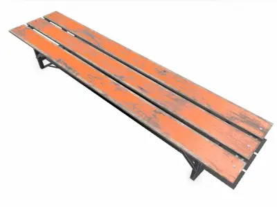 Old Outdoor Bench Low-poly PBR Free low-poly 3D model