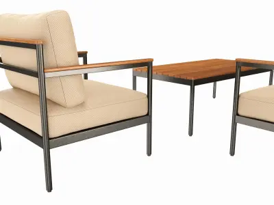 Outdoor set seater sofa chair coffee table 01 3D model