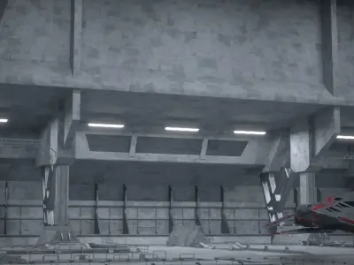 3D Sci Fi Hangar Interior Low-poly 3D model