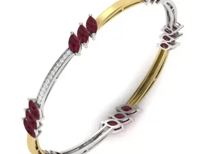 Yellow gold diamond Bangle-PBG-007 DIA 3D print model