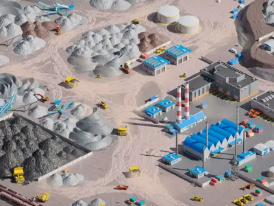 Mining Industry Low-poly 3D model