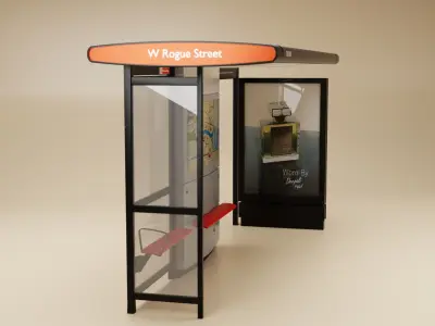 London City Bus Stop Shelter 3D model