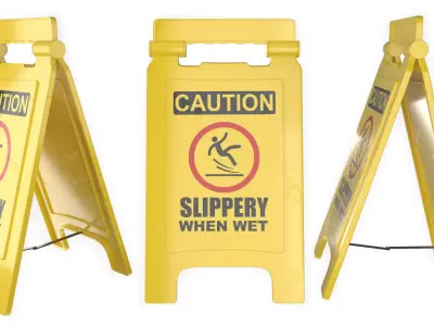 Slippery When Wet Sign 3D model