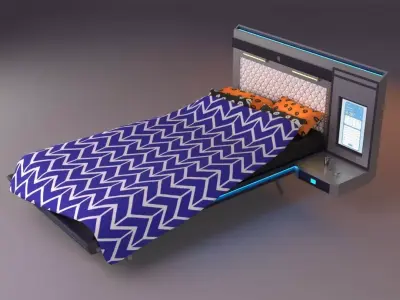 Futuristic Bed Low-poly 3D model