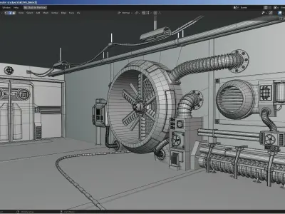 Isometric Industrial-scifi hall 3D model