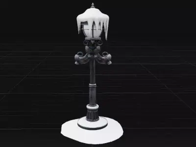 Stylized Street Lamp Winter Christmas Game Asset Low-poly 3D model