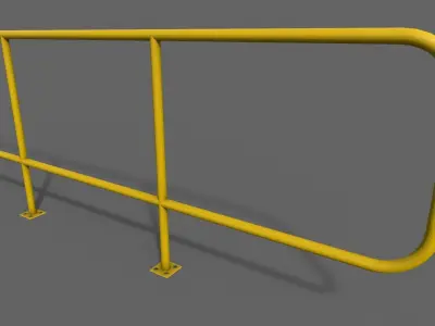 PBR Pedestrian Guard Rail Yellow V5 Low-poly 3D model