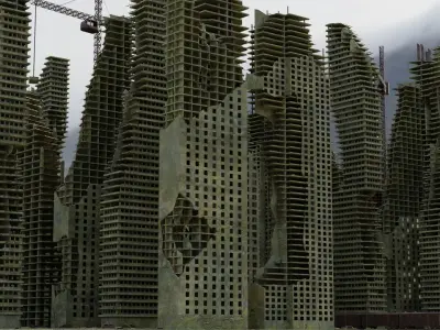 Ruined City Destroyed Cityscape 2 3D model