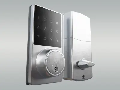 Square Metal Door Digital Lock Low-poly 3D model