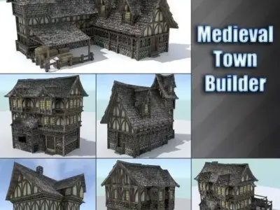 Medieval Town Builder Low-poly 3D model