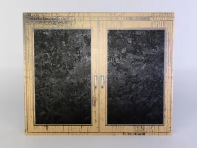 Door wooden cabinet with two doors Low-poly 3D model