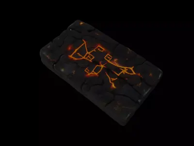 Ancient Rune-Engraved Stone Tablet   3D model