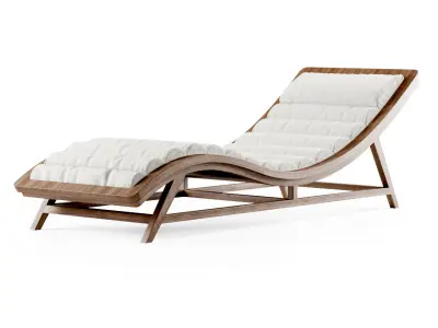 Wooden chaise lounge 3D model
