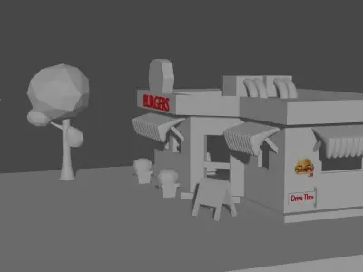 Burger Cafe Free 3D model