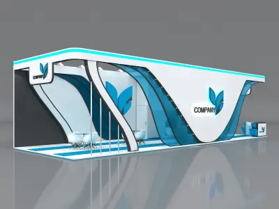 Booth Exhibition Stand Stall 15x5m Height 400 cm 3 Side Open 3D model