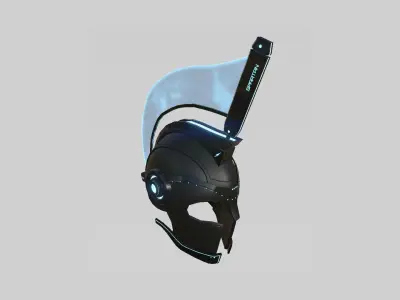 SciFi Spartan Helmet 02 Black Blue - Character Design Low-poly 3D model