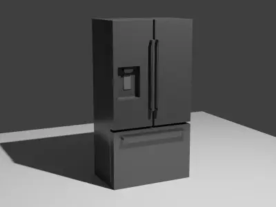Stainless steel Double door fridge 3D model