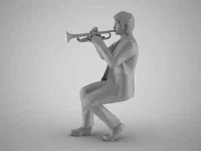 Man Playing Trumpet 3D print model