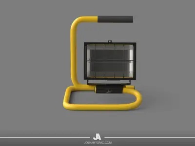Small Halogen Work Light 3D Model 3D model