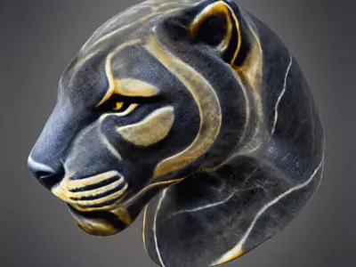 Marble Panther Face Bust 3D print model