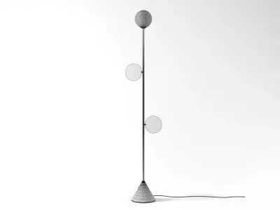 Plates pendant light with two balls hanging from it 3D model