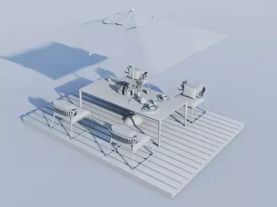 Residential Backyard Patio Dining 3D Model Pack Low-poly 3D model