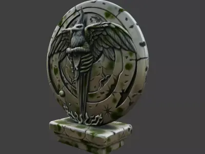Eagle Stone Emblem Low-poly 3D model