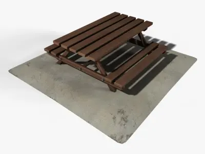 Picnic Table Low-poly 3D model