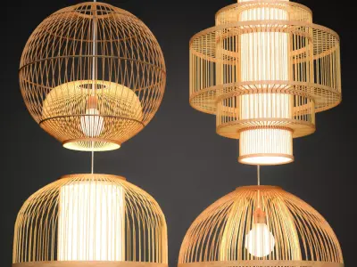 Rattan Lighting Set 6 3D model