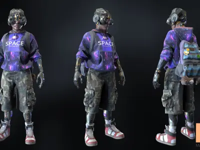 Sci fi Character 010 Omar And Defender Low-poly 3D model