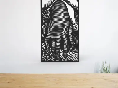 Hand Line Art Wall filler Decorative  3D print model